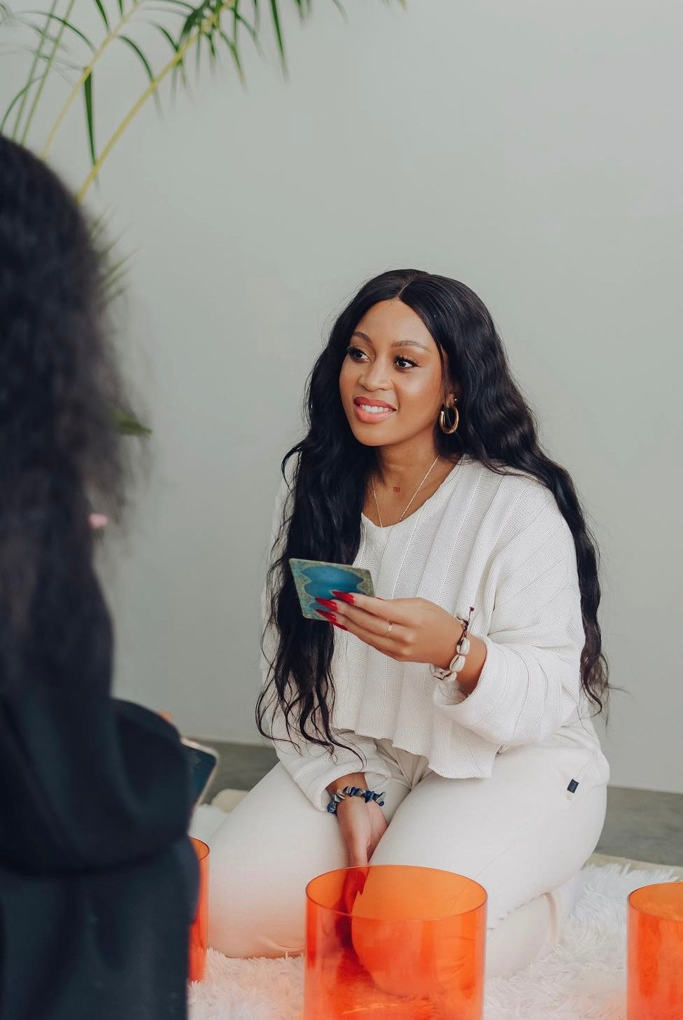 Girl holding a sound bath
