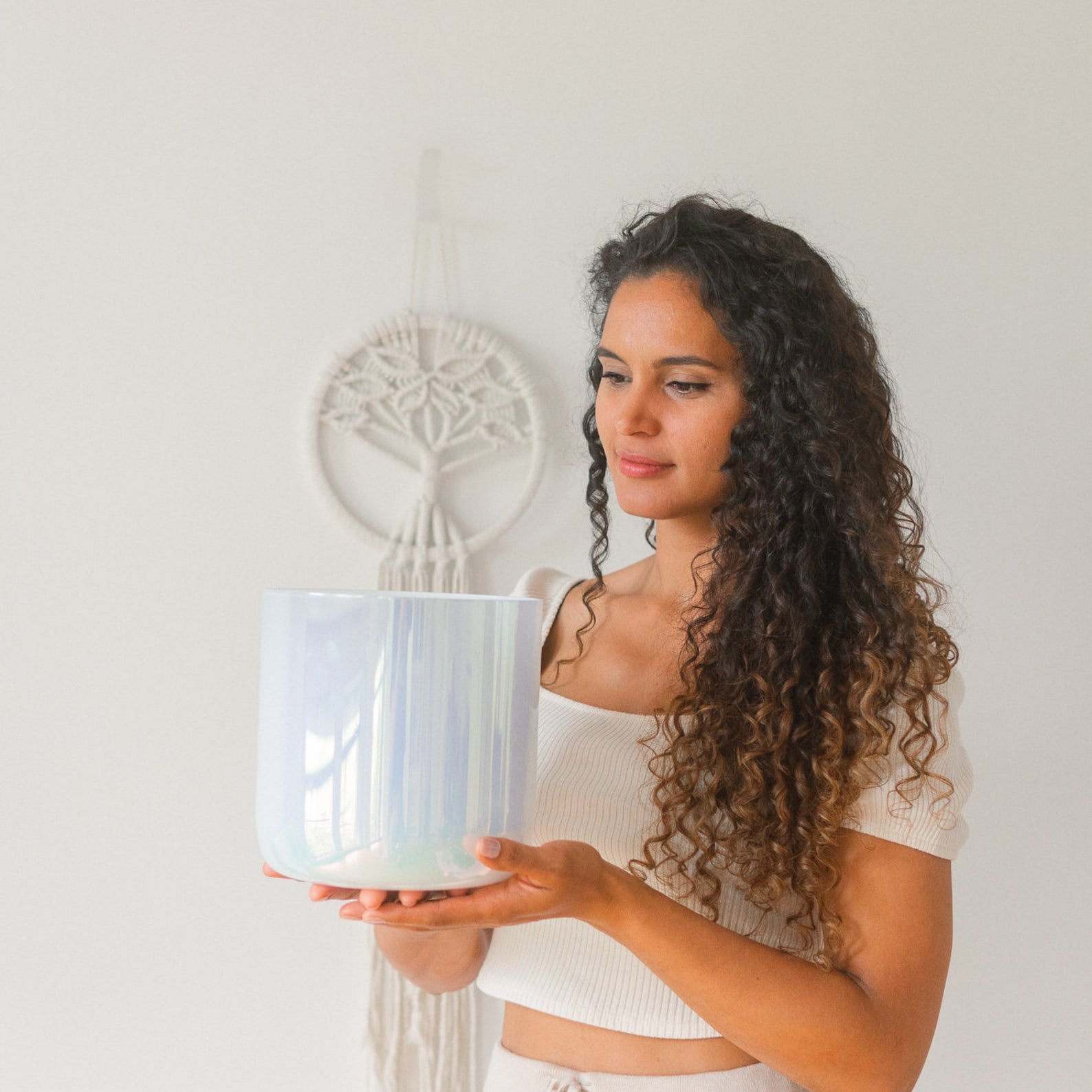 Girl holding Opal Moon Bowl Pearl