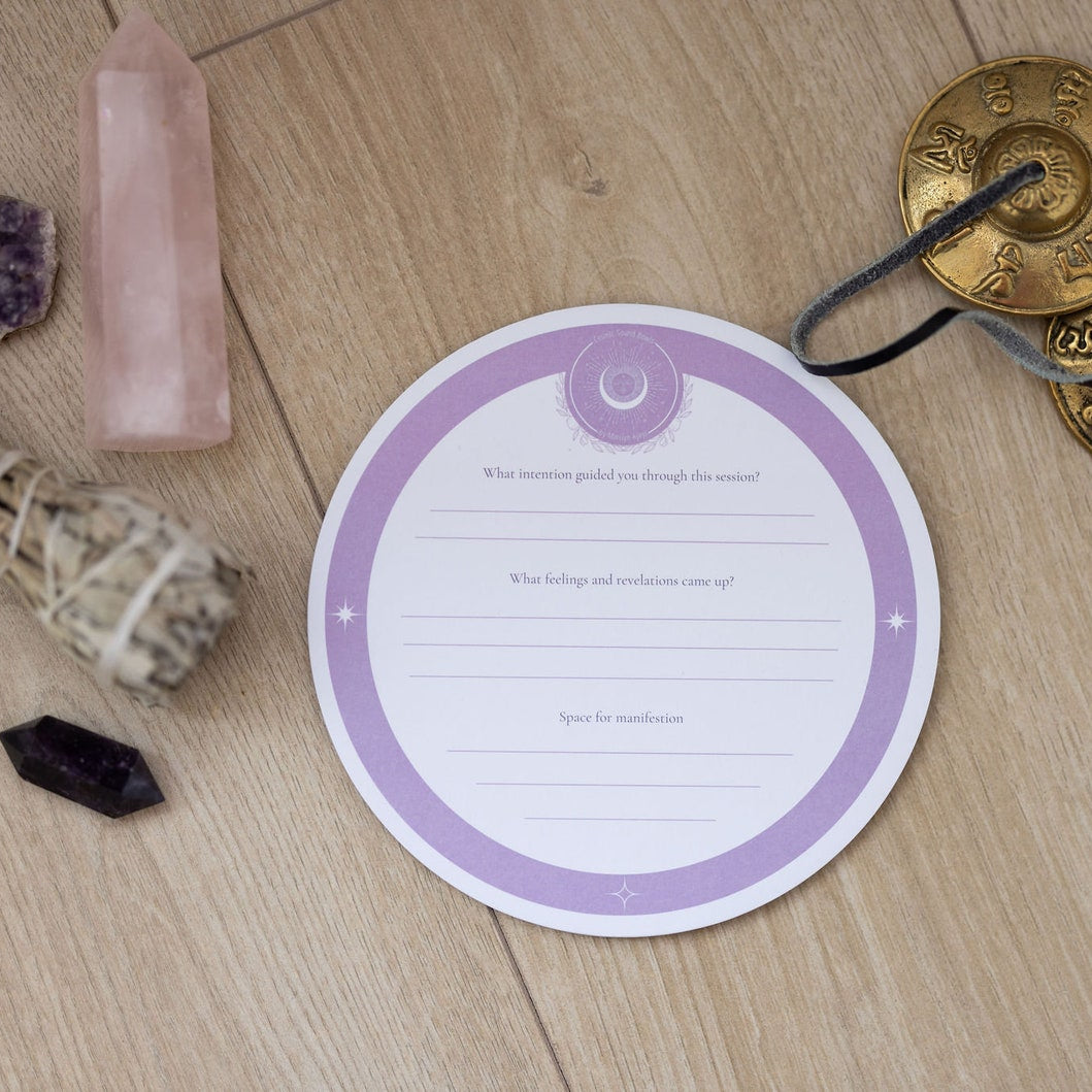 Cosmic Sound Bowls® - Mindful Notepads on a table with other instruments